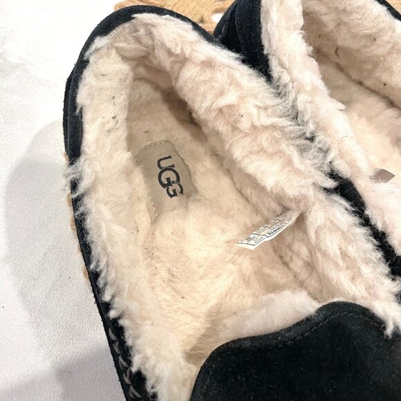 UGG Ansley Water-Resistant Suede Wool Lined Moccasin Slippers Size 8 Black - Picture 12 of 13